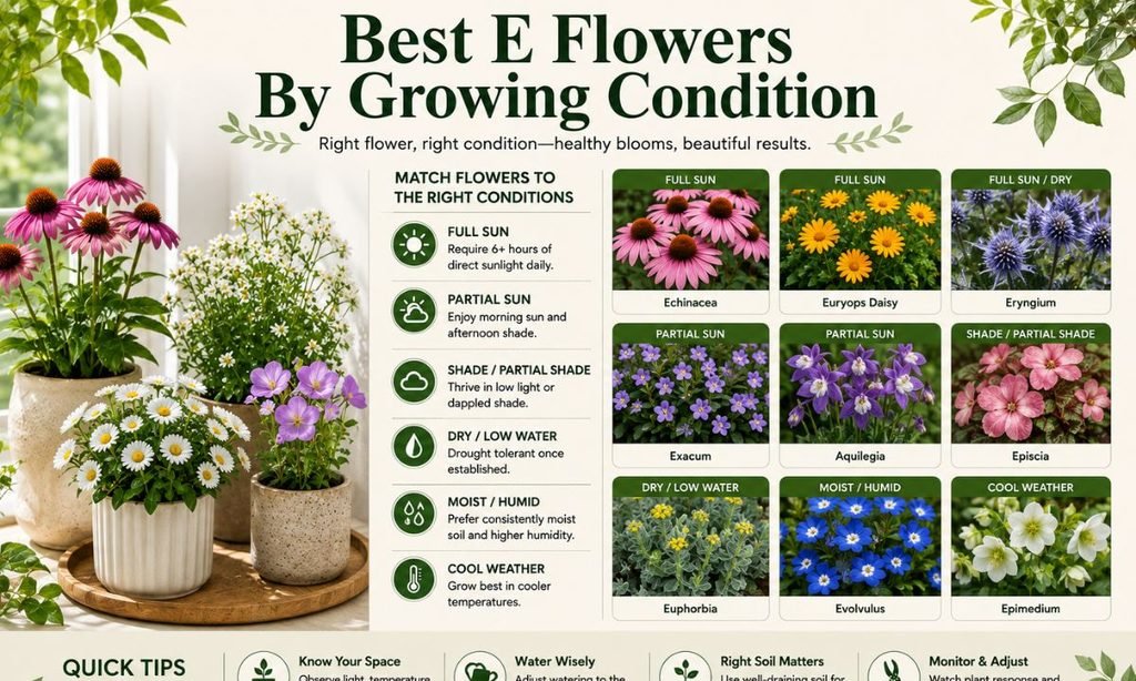 Best E Flowers By Growing Condition