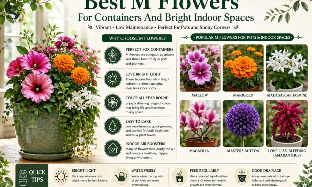 Best M Flowers For Containers And Bright Indoor Spaces