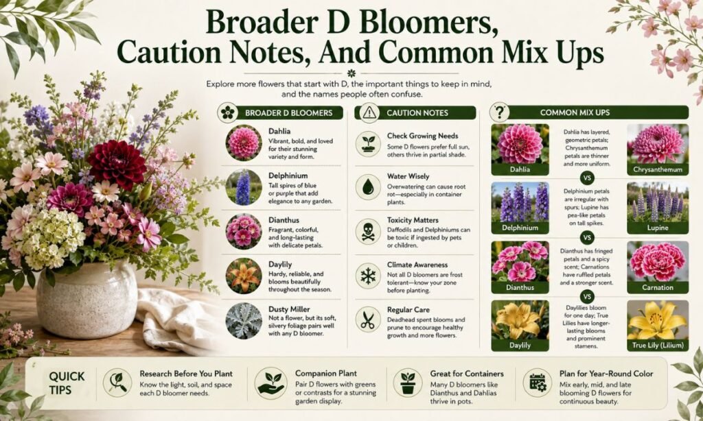 Broader D Bloomers, Caution Notes, And Common Mix Ups
