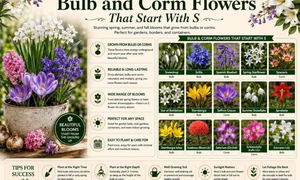 Bulb and Corm Flowers That Start With S