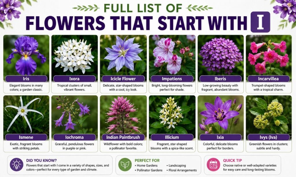 Full List of Flowers That Start With I