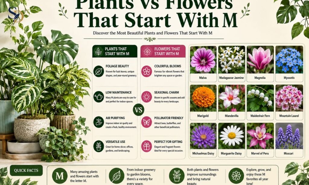 Plants vs Flowers That Start With M
