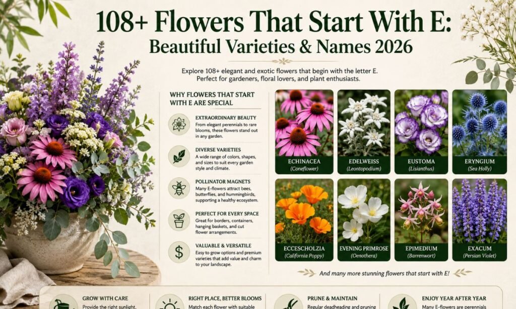 108+ Flowers That Start With E: Beautiful Varieties & Names 2026